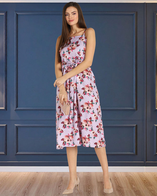 Summer Breeze Spaghetti Strap Floral Crepe Dress