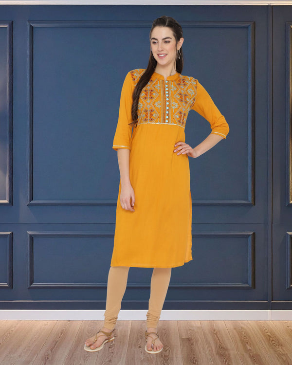 Geometric Embroided A line Kurti