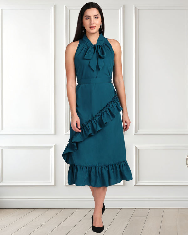 Chic Frilled Crepe Dress