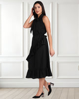 Chic Frilled Crepe Dress