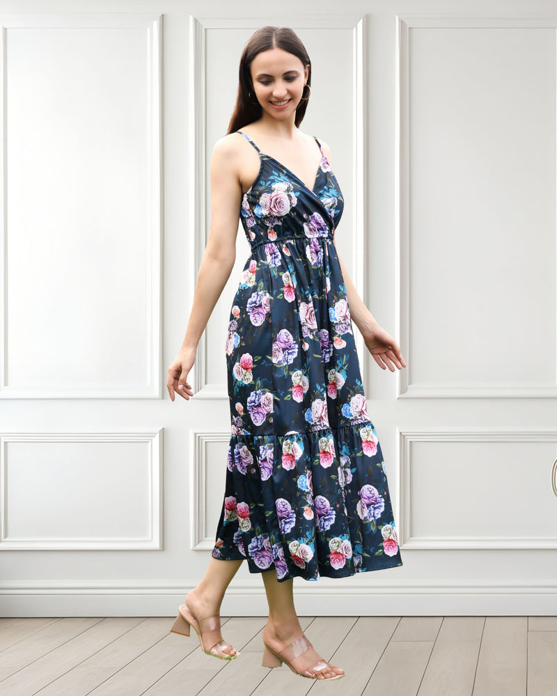 Blooming Grace Spaghetti Strap Floral Spandex Dress