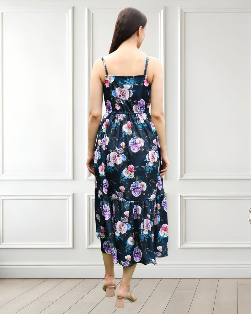 Blooming Grace Spaghetti Strap Floral Spandex Dress