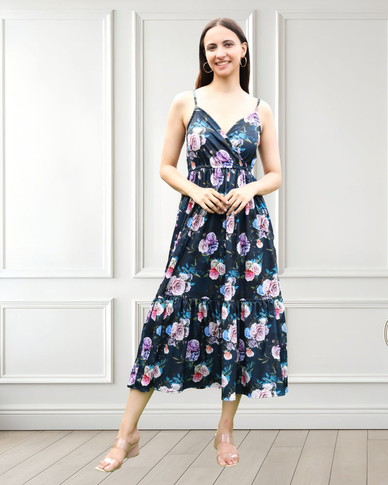 Blooming Grace Spaghetti Strap Floral Spandex Dress