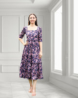 Sleek Sophisticated floral print Spandex Dress