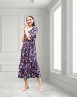 Sleek Sophisticated floral print Spandex Dress