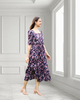 Sleek Sophisticated floral print Spandex Dress