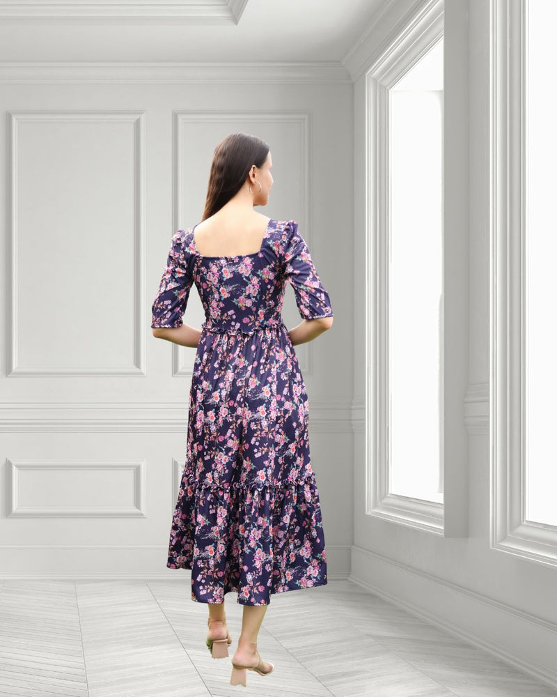 Sleek Sophisticated floral print Spandex Dress