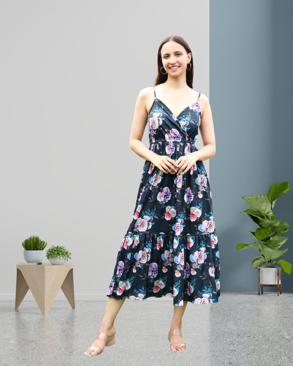Blooming Grace Spaghetti Strap Floral Spandex Dress