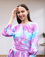 Ethereal Flow Marble Print Maxi Spandex Dress