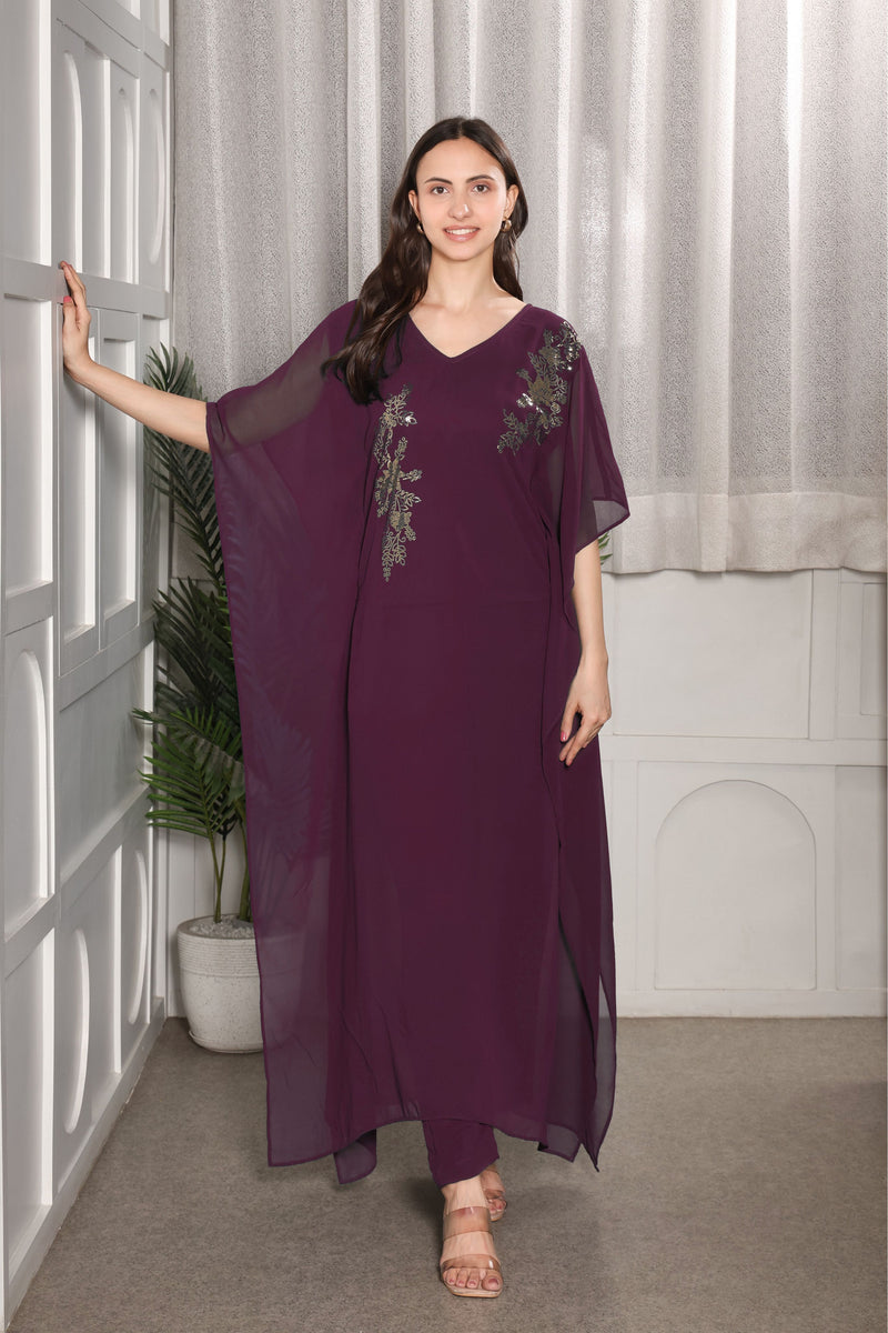 Women's Sequins Embellished Georgette Kaftan set