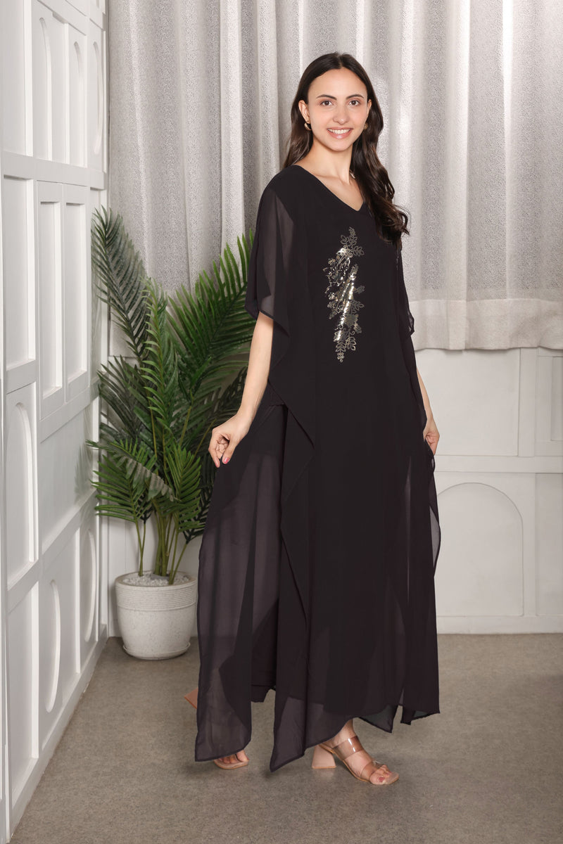 Women's Sequins Embellished Georgette Kaftan set