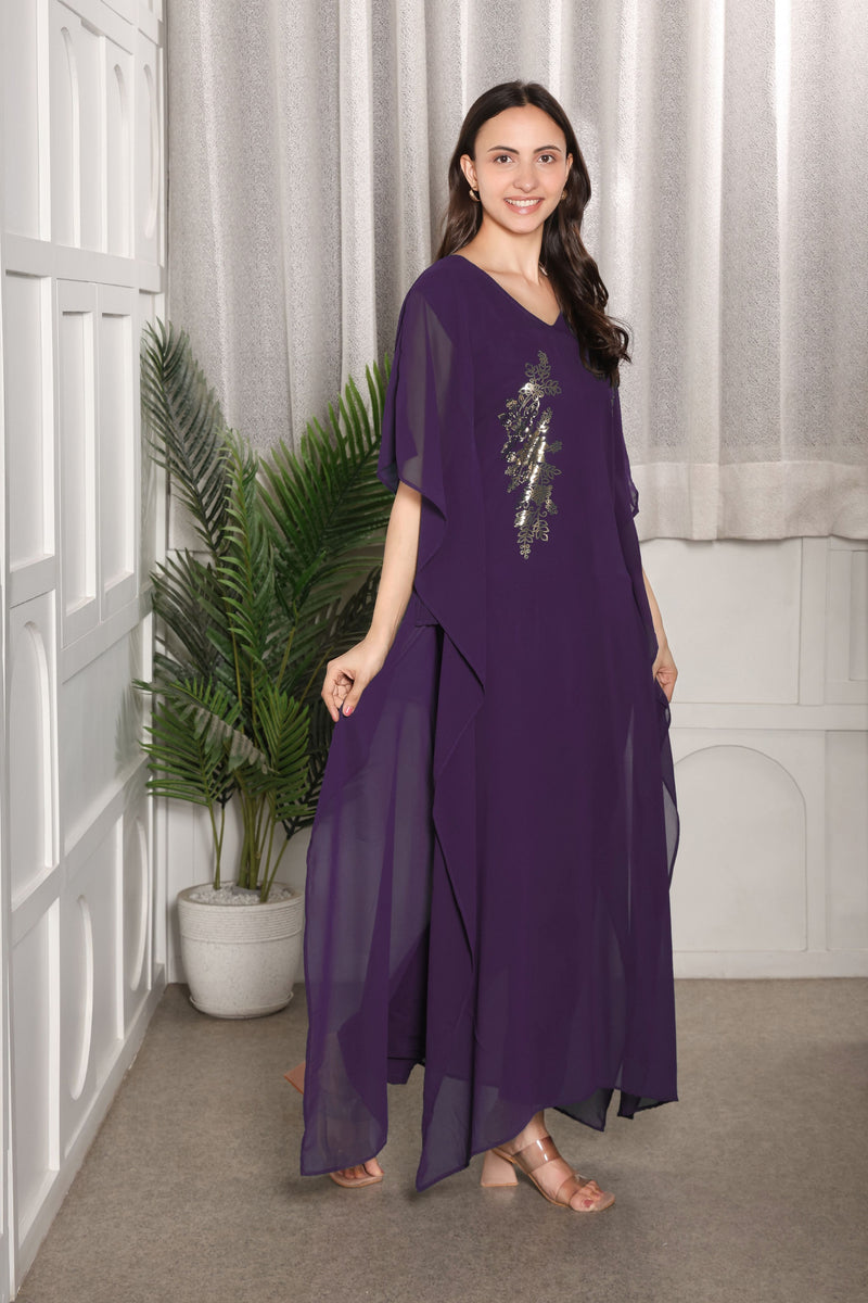 Women's Sequins Embellished Georgette Kaftan set