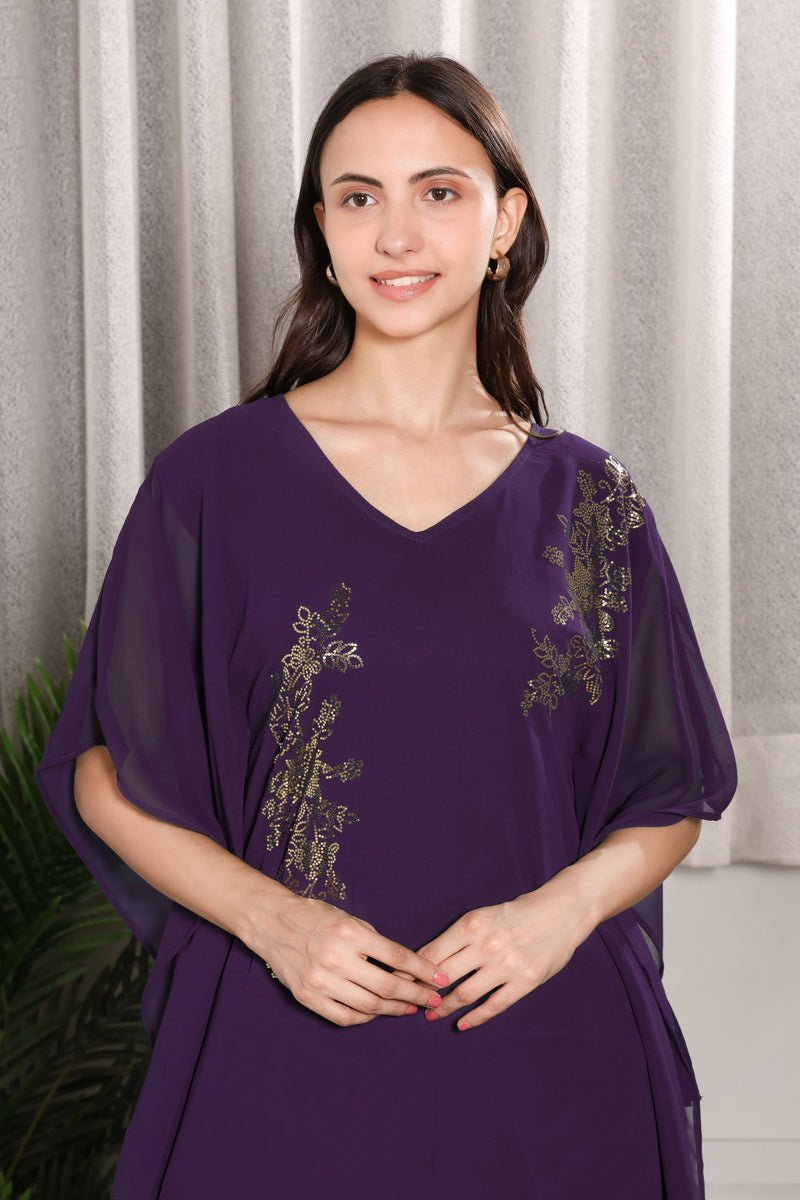 Women's Sequins Embellished Georgette Kaftan set