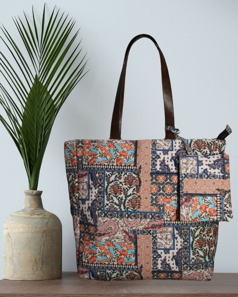 ETHNIC PATCHWORK PRINT TOTE BAG EB 4