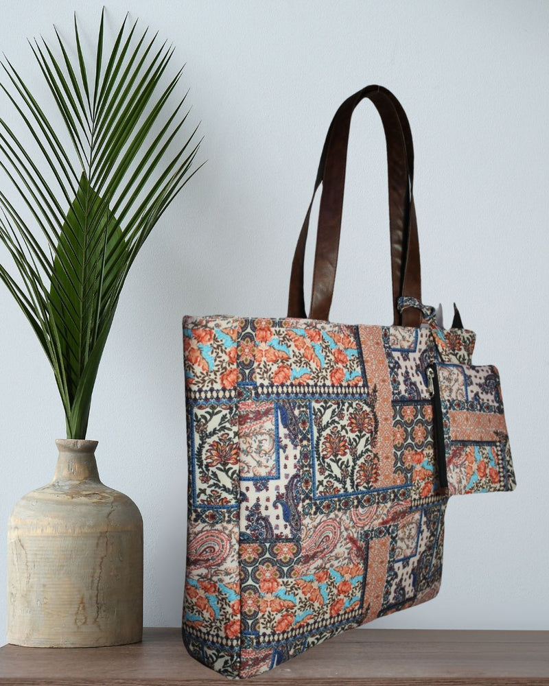 ETHNIC PATCHWORK PRINT TOTE BAG EB 4