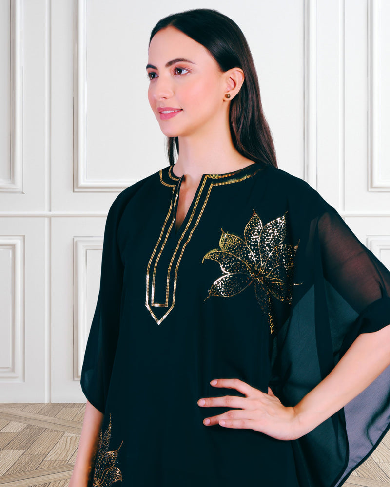 Women's Sequin Motif Embellished Georgette Kaftan Set