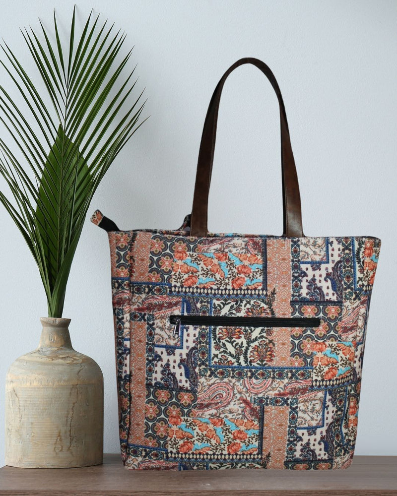 ETHNIC PATCHWORK PRINT TOTE BAG EB 4