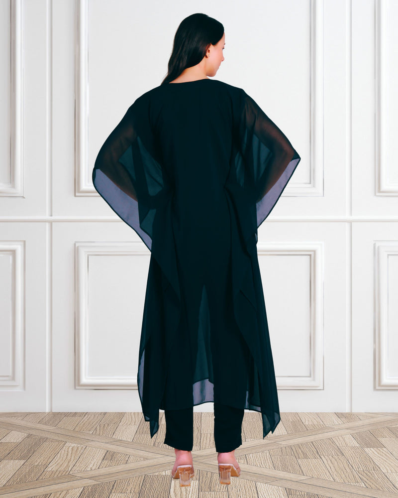 Women's Sequin Motif Embellished Georgette Kaftan Set