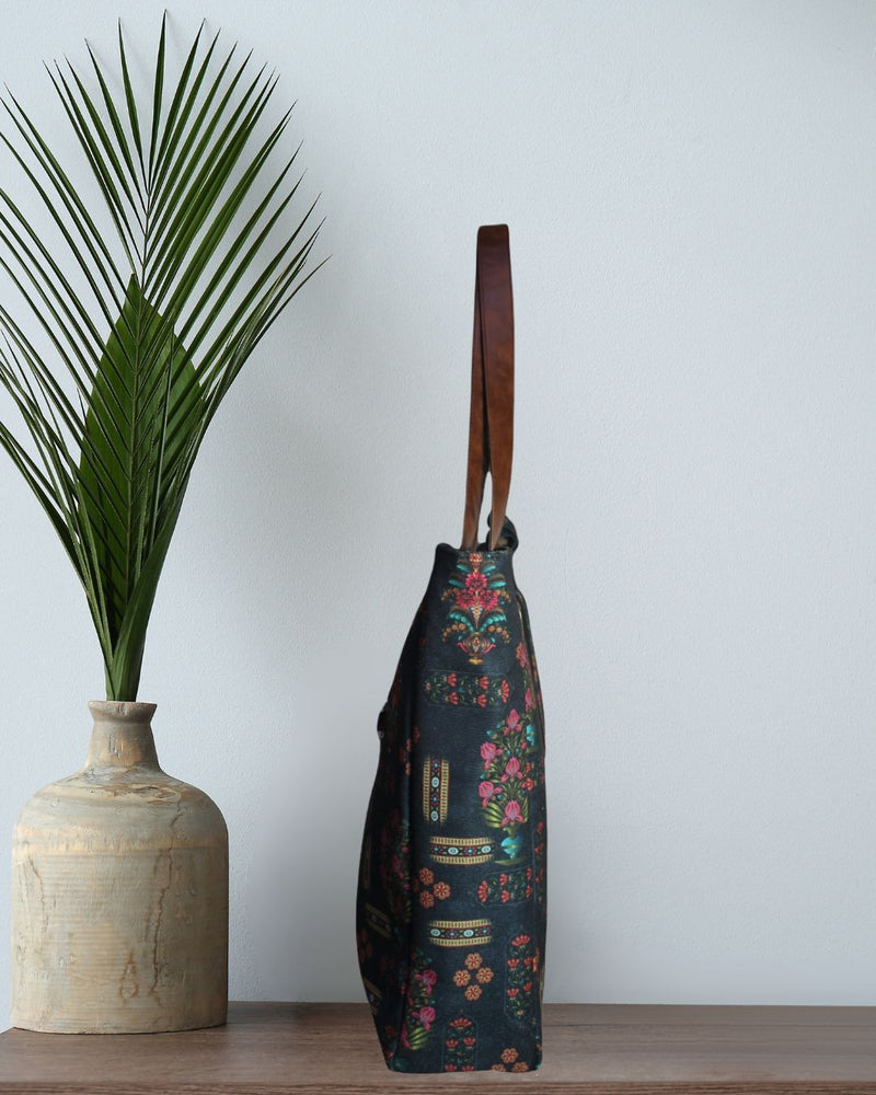 FLORAL MOTIFS PRINT TOTE BAG EB 5