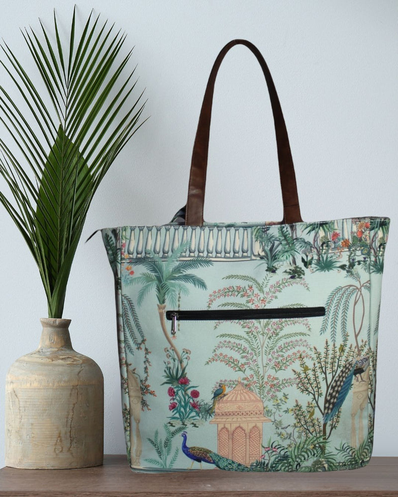 Mughal garden printed tote bag