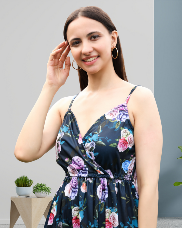 Blooming Grace Spaghetti Strap Floral Spandex Dress