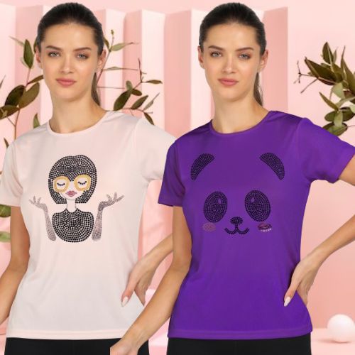 Women’s Polyester Sports T-Shirts (Pack of 2)