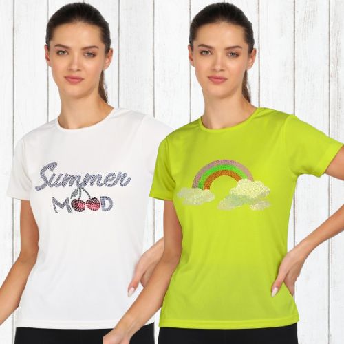 Women’s Polyester Sports T-Shirts (Pack of 2)