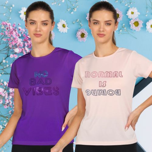 Women's Polyester Sports T-Shirt Pack of 2