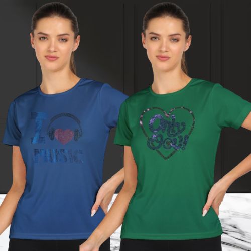 Women's Polyester Sports T-Shirt Pack of 2