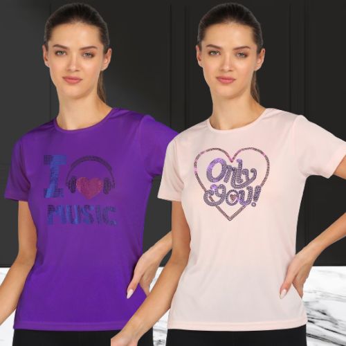 Women's Polyester Sports T-Shirt Pack of 2