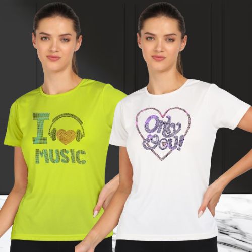 Women's Polyester Sports T-Shirt Pack of 2