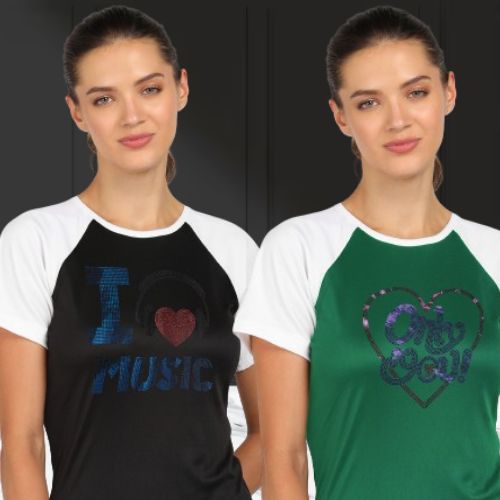 Women's Polyester Sports T-Shirt Pack of 2