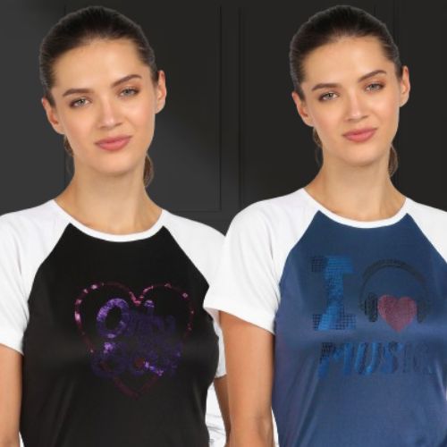 Women's Polyester Sports T-Shirt Pack of 2