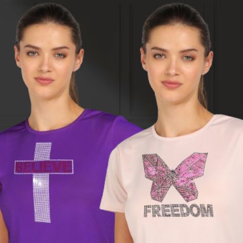 Women's Polyester Sports T-Shirt Pack of 2