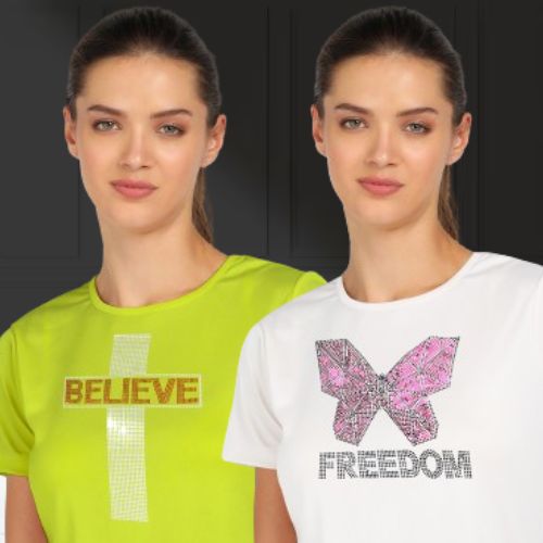 Women's Polyester Sports T-Shirt Pack of 2
