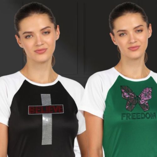 Women's Polyester Sports T-Shirt Pack of 2