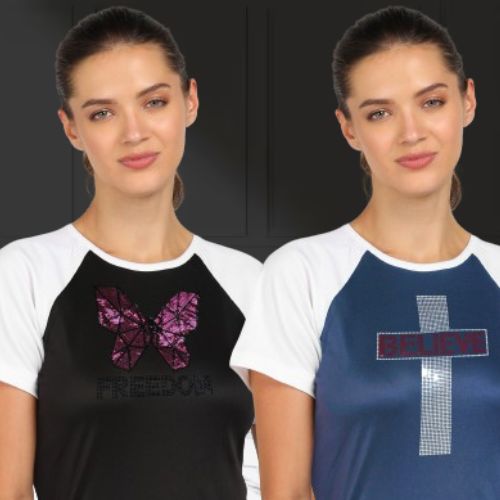Women's Polyester Sports T-Shirt Pack of 2