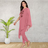 Women Sequins Motifs Embellished Asymmetric Kurti Pant Set