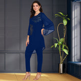 Women Georgette Asymmetric Kurta Pant Set INDW 02 BLUE