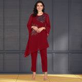 Women Sequins Motifs Embellished Asymmetric Kurti Pant Set