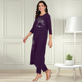 Women Sequins Motifs Embellished Asymmetric Kurti Pant Set