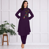 Women Sequins Motifs Embellished Asymmetric Kurti Pant Set