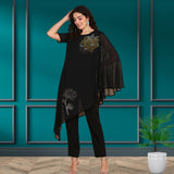 Women Sequins Motifs Embellished Asymmetric Kurti Pant Set