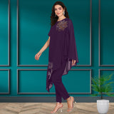 Women Sequins Motifs Embellished Asymmetric Kurti Pant Set