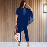 Women Sequins Motifs Embellished Asymmetric Kurti Pant Set