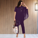 Women Sequins Motifs Embellished Asymmetric Kurti Pant Set