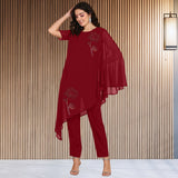 Women Sequins Motifs Embellished Asymmetric Kurti Pant Set