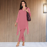 Women Sequins Motifs Embellished Asymmetric Kurti Pant Set