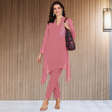 Women Sequins Motifs Embellished Asymmetric Kurti Pant Set