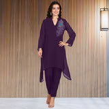 Women Sequins Motifs Embellished Asymmetric Kurti Pant Set